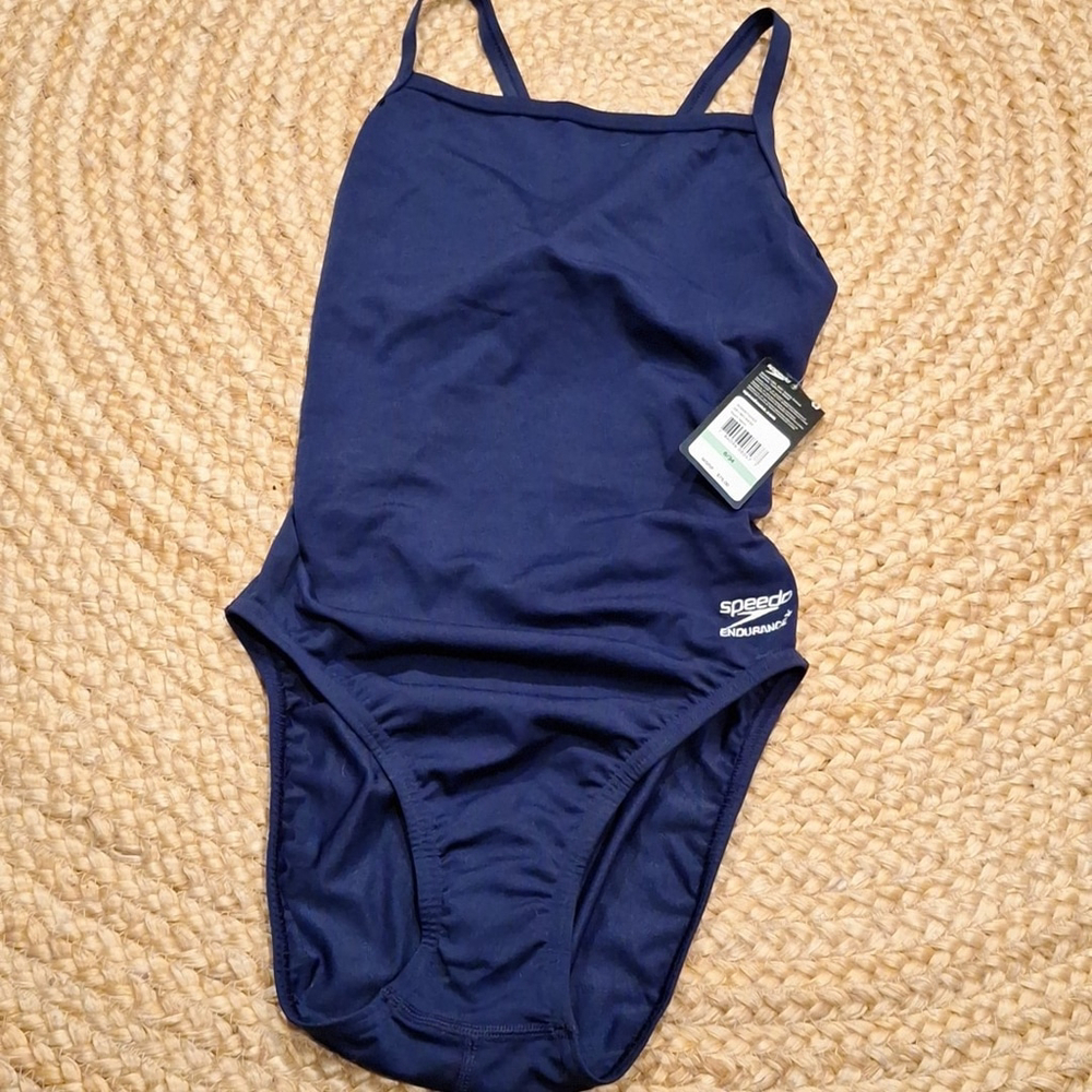 NWT Speedo Solid Super Pro Back Endurance+ Tank Swimsuit Womens 8/34 Navy Blue